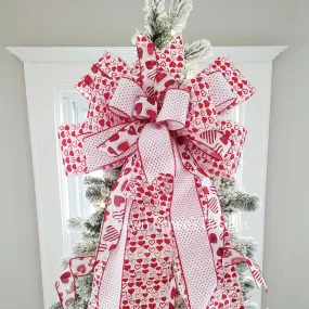 Valentines Tree Topper Bow with Long Streamers