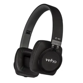 Veho Z-10 On-Ear Wired Premium Headphones | Black Edition | Aluminium Design | Stereo | Microphone | Remote Control | Detachable Cord | Flex Anti-Tangle Cable - Black