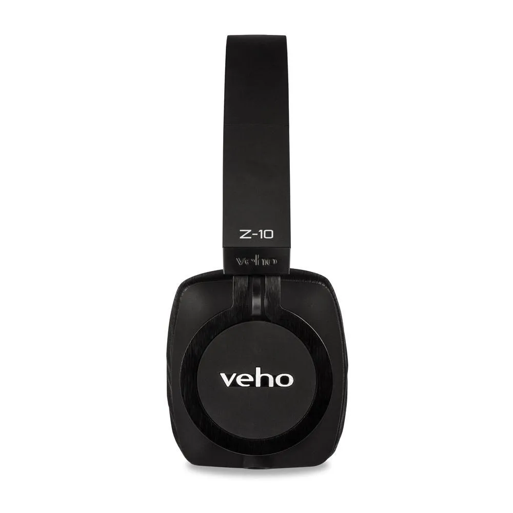 Veho Z-10 On-Ear Wired Premium Headphones | Black Edition | Aluminium Design | Stereo | Microphone | Remote Control | Detachable Cord | Flex Anti-Tangle Cable - Black