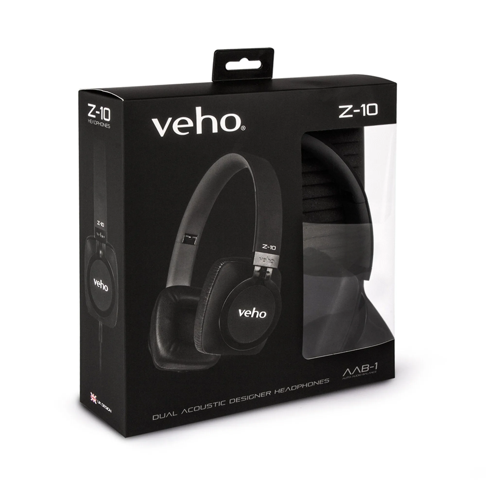 Veho Z-10 On-Ear Wired Premium Headphones | Black Edition | Aluminium Design | Stereo | Microphone | Remote Control | Detachable Cord | Flex Anti-Tangle Cable - Black